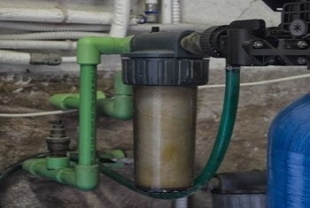 water installed outside softener
